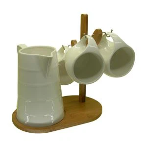 Ceramiczny zestaw do kawy z zestawem bambusowym i zestawem do napojów Filiżanki do herbaty i zestaw naczyń