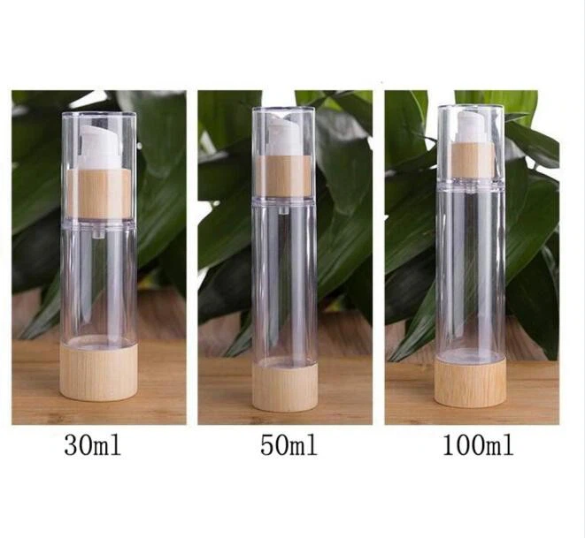 Bamboo Plastic Cream Lotion CosmeticAirless Vacuum Emulsion Pump Bottle