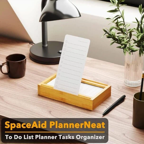 Daily Todo Checklist Notepad Organizer With Bamboo Holder