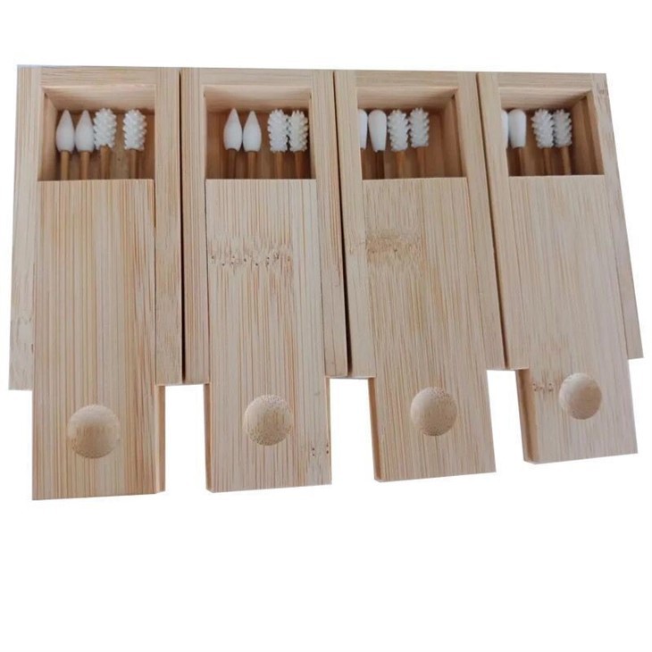 Reusable Swabs Cotton Buds Eco-Friendly Bamboo Silicone Ear Cleaning Stick in Bamboo Storage Box